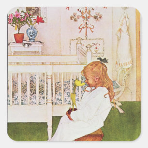 Lisbeth with a yellow tulip square sticker