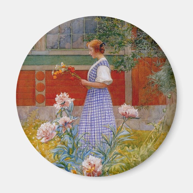 Lisbeth with Peonies Magnet (Front)