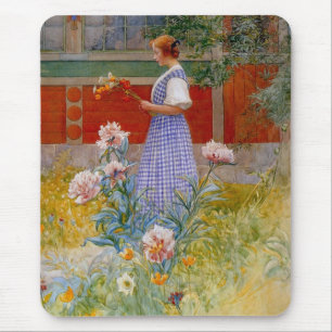 Lisbeth with Peonies Mouse Pad