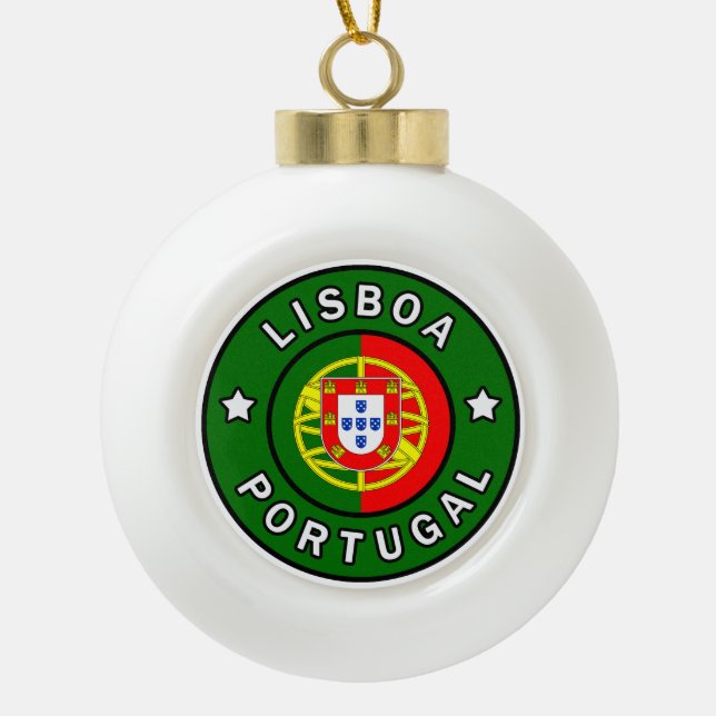 Lisboa Portugal Ceramic Ball Christmas Ornament (Front)