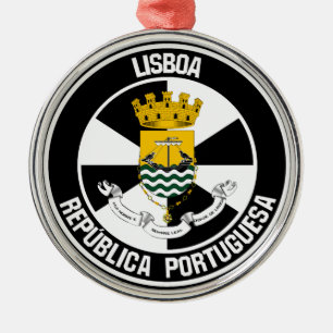Lisboa Round Emblem Metal Tree Decoration