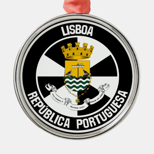 Lisboa Round Emblem Metal Tree Decoration (Front)