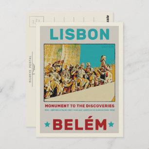 Lisbon Belem statue illustration Portugal Postcard
