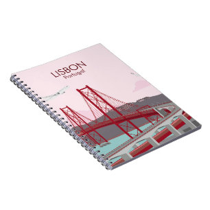 Lisbon bridge over Tagus river in vintage Notebook