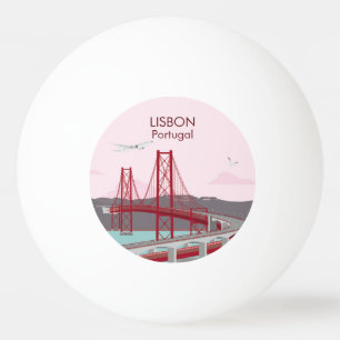 Lisbon bridge over Tagus river in vintage style Ping Pong Ball