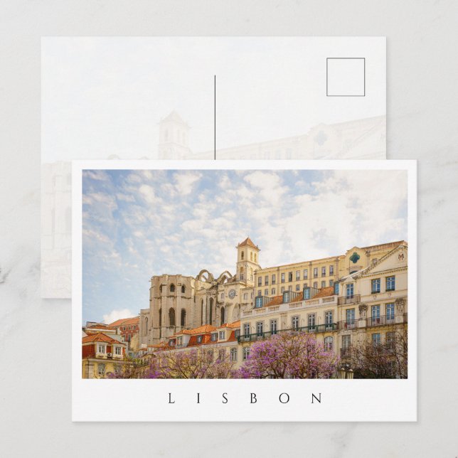 Lisbon - Carmo Convent and Modern Buildings Postcard (Front/Back)