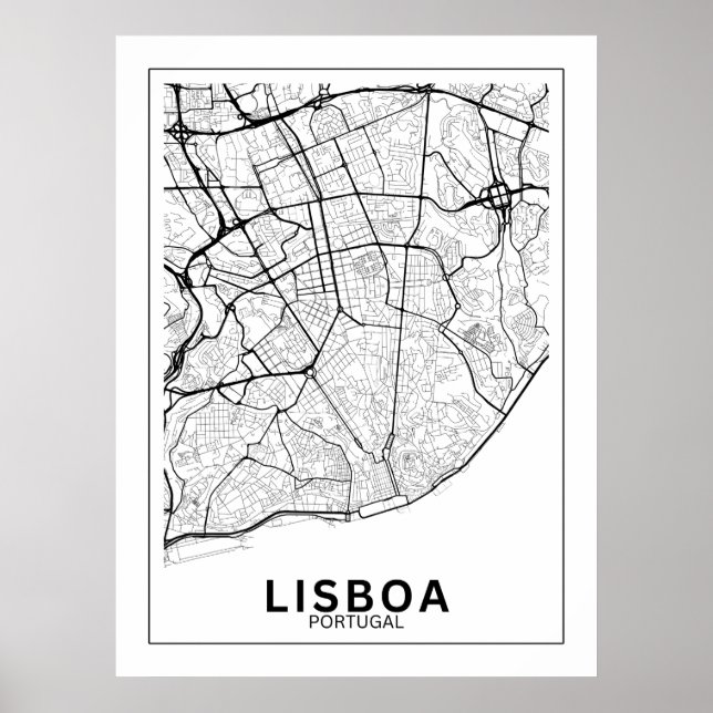Lisbon City Map Classic Lines Poster (Front)
