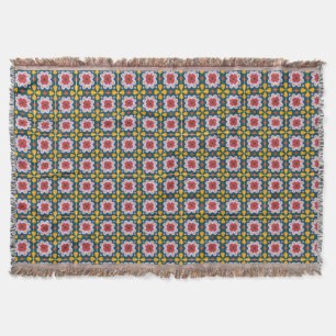 Lisbon colourful tiles or azulejos pattern throw blanket