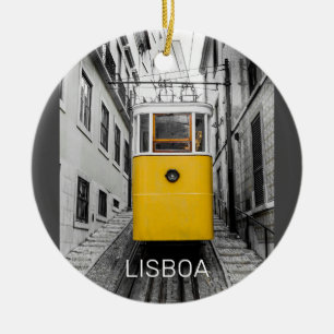 Lisbon Elevator Vintage Ascensores de Lisboa Retro Ceramic Tree Decoration