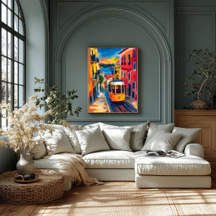 Lisbon Fauvist Cityscape, Alfama Colourful Portuga Poster
