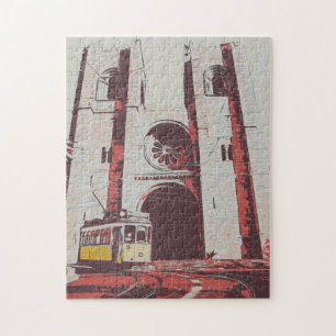 Lisbon gift Portugal, cathedral with trolley Jigsaw Puzzle