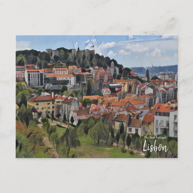 Lisbon Green Portugal Postcard (Front)