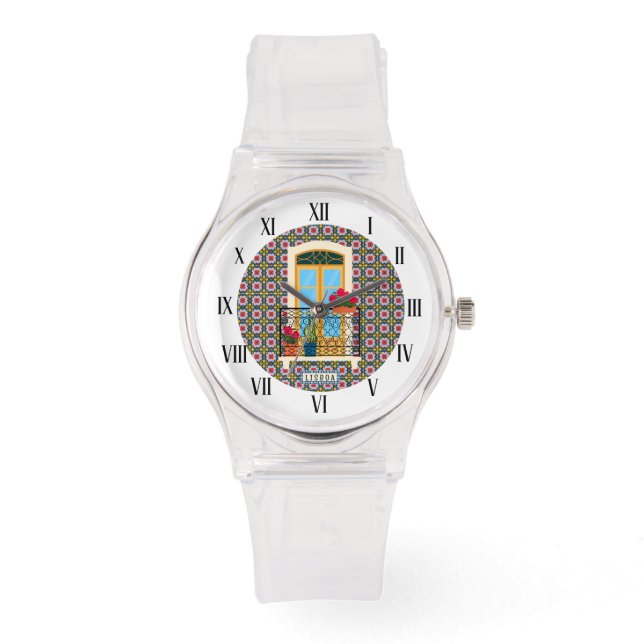 Lisbon house window with plants and tiles watch (Front)