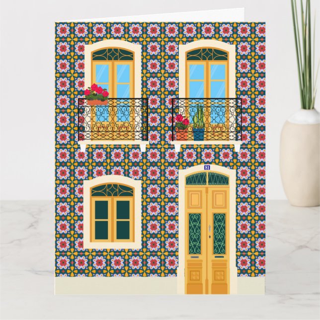Lisbon house with tiles card (Front)