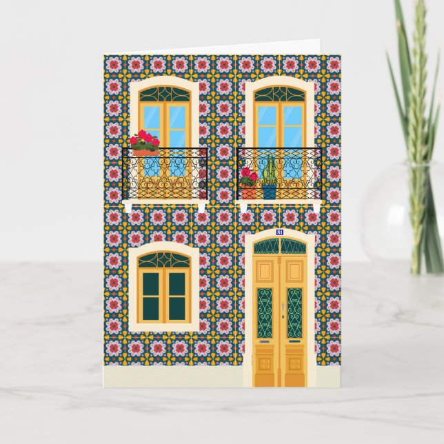 Lisbon house with tiles card (Front)