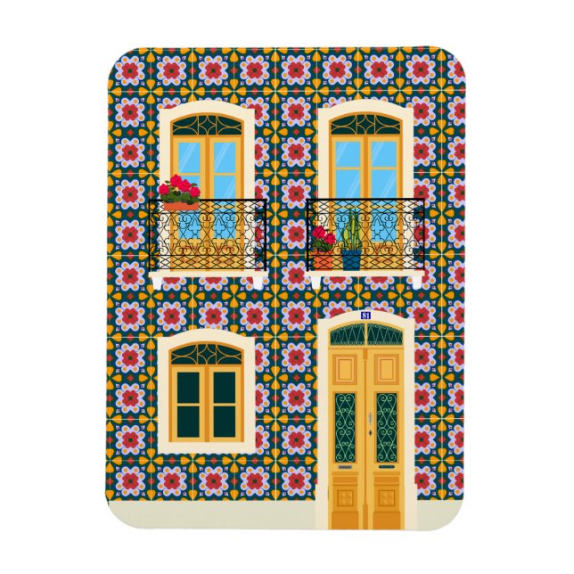 Lisbon house with tiles magnet (Vertical)