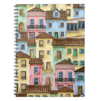 Lisbon Houses: Watercolor Funicular Pattern. Notebook