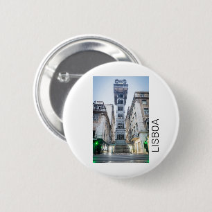 Lisbon in Portugal with Retro Elevator Souvenir 6 Cm Round Badge