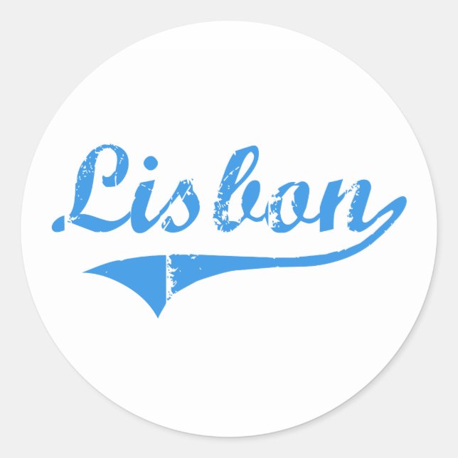 Lisbon Maine Classic Design Round Sticker (Front)