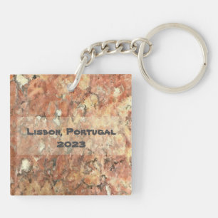 Lisbon Orange Brown Abstract  Key Ring