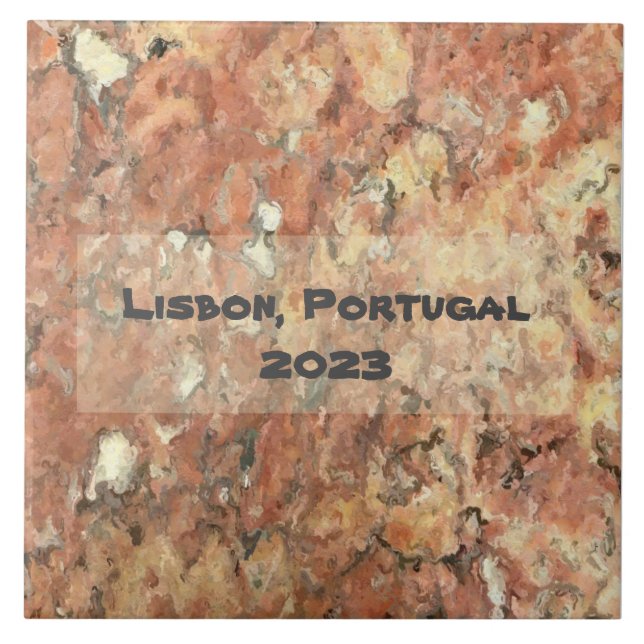 Lisbon Orange Brown Abstract  Tile (Front)