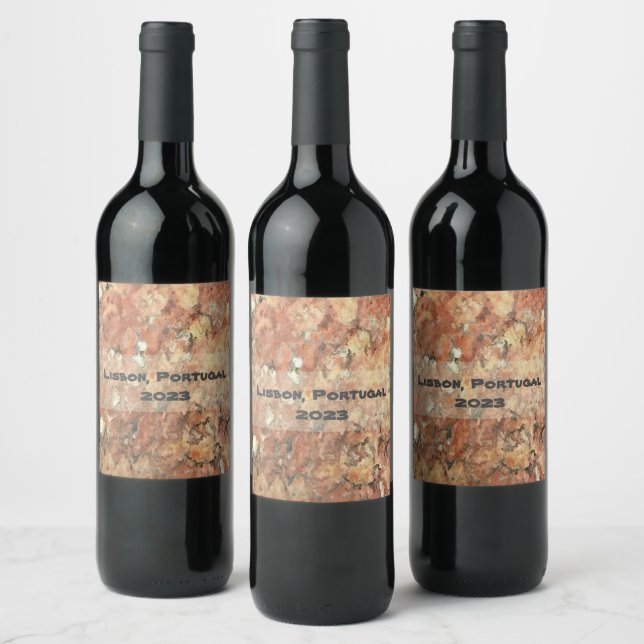 Lisbon Orange Brown Abstract  Wine Label (Bottles)