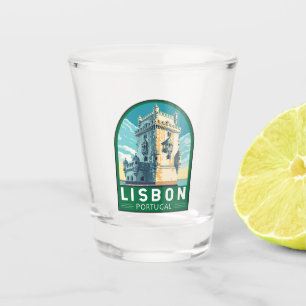 Lisbon Portugal Belem Tower Travel Retro Emblem Shot Glass