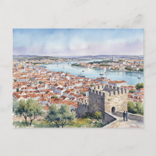 Lisbon Portugal Castle Viewpoint Travel Postcard