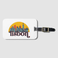 Lisbon Portugal City Skyline Retro Cityscape Art
