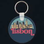 Lisbon Portugal City Skyline Vintage Cityscape Key Ring<br><div class="desc">Vintage and retro city design with beautiful skyline, tourist attraction and cityscape art. Cool skyscraper and building silhouette illustration merchandise for tourist and traveller. Perfect as souvenir to bring back home when travelling around the world. Save the memory of your travel and vacation with family and friends. Background colour can...</div>