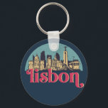 Lisbon Portugal City Skyline Vintage Cityscape Key Ring<br><div class="desc">Vintage and retro city design with beautiful skyline, tourist attraction and cityscape art. Cool skyscraper and building silhouette illustration merchandise for tourist and traveller. Perfect as souvenir to bring back home when travelling around the world. Save the memory of your travel and vacation with family and friends. Background colour can...</div>