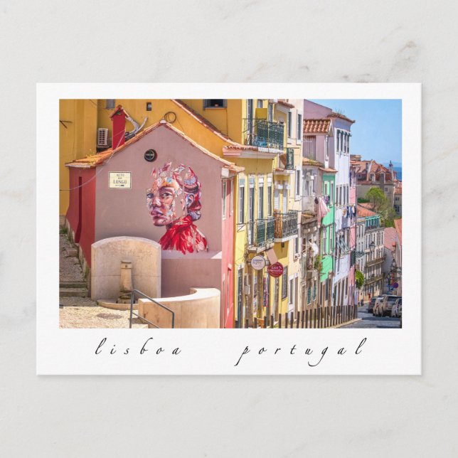Lisbon, Portugal, Colourful Mural, Postcard (Front)