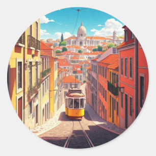 Lisbon Portugal Pantheon Alfama Anime Classic Round Sticker