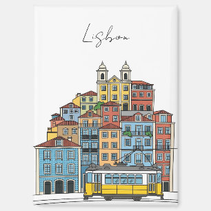 Lisbon Portugal Pantheon Alfama Illustration Magnet