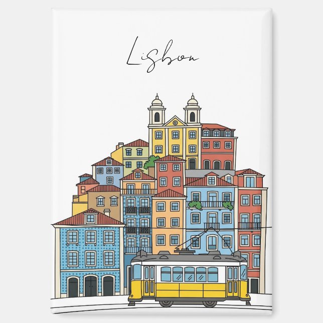 Lisbon Portugal Pantheon Alfama Illustration Magnet (Front)