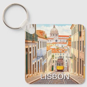 Lisbon Portugal Pantheon Alfama Watercolor Key Ring