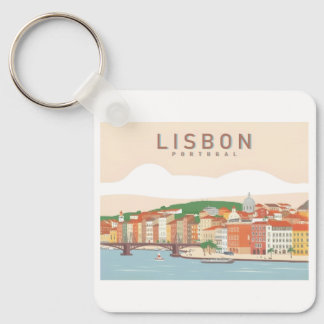 Lisbon Portugal Pastel Travel Design Key Ring