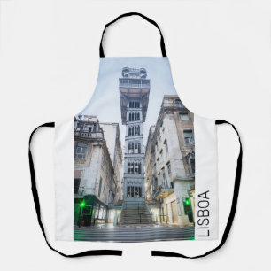 Lisbon Portugal Retro Elevator Holiday Souvenir Apron
