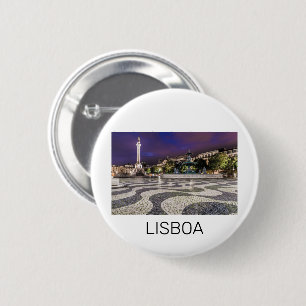Lisbon Portugal Rossio Square Holiday Souvenir 6 Cm Round Badge