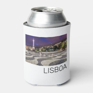 Lisbon Portugal Rossio Square Holiday Souvenir Can Cooler