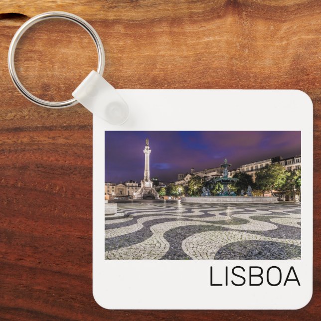 Lisbon Portugal Rossio Square Holiday Souvenir Key Ring (Front)