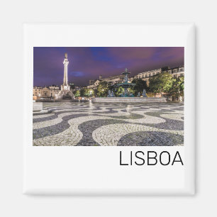 Lisbon Portugal Rossio Square Holiday Souvenir Magnet