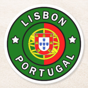 Lisbon Portugal Round Paper Coaster