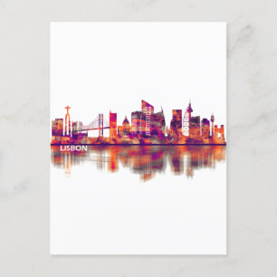 Lisbon Portugal Skyline Invitation Postcard