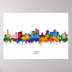 Lisbon Portugal Skyline Poster