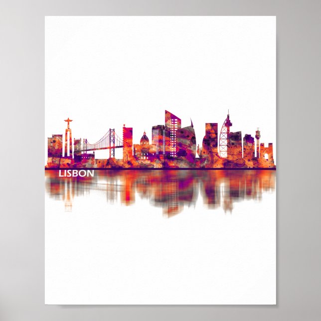 Lisbon Portugal Skyline Poster (Front)