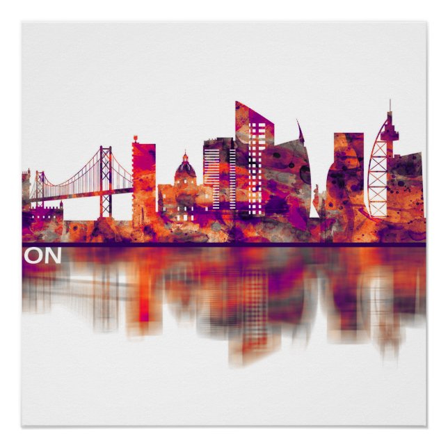 Lisbon Portugal Skyline Poster (Front)