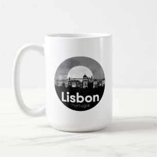 Lisbon Portugal skyline - Vintage Travel Art Coffee Mug