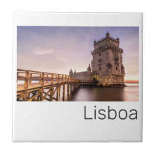 Lisbon Portugal Torre de Belém Sunset Holiday Tile