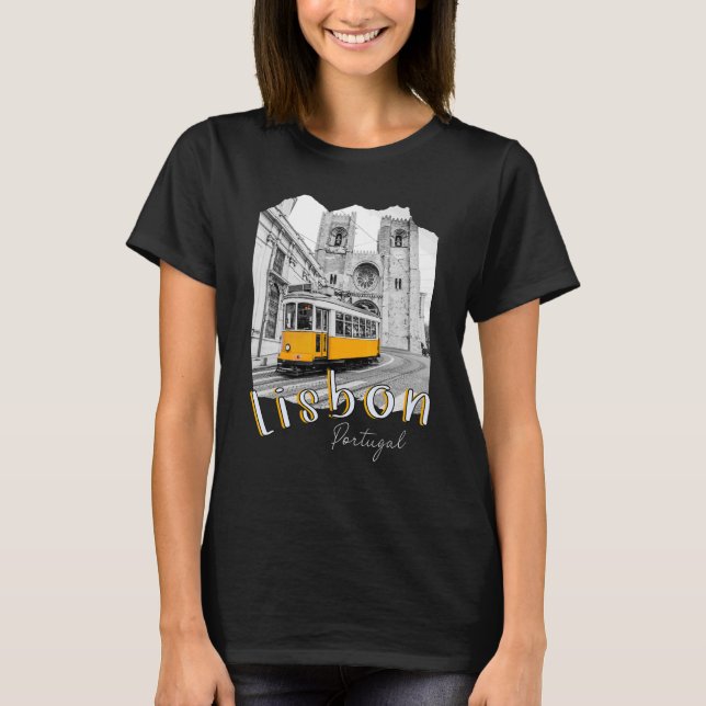 Lisbon Portugal Tram Portuguese Souvenirs Lisboa L T-Shirt (Front)
